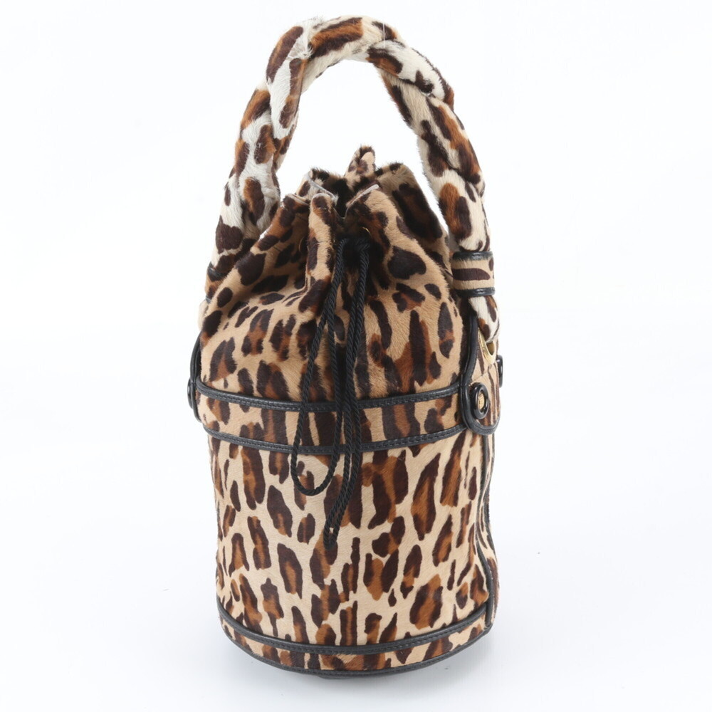 Fendi Calf Hair Leopard Print Leather Handbag 8BR554 - Brand Name Women's